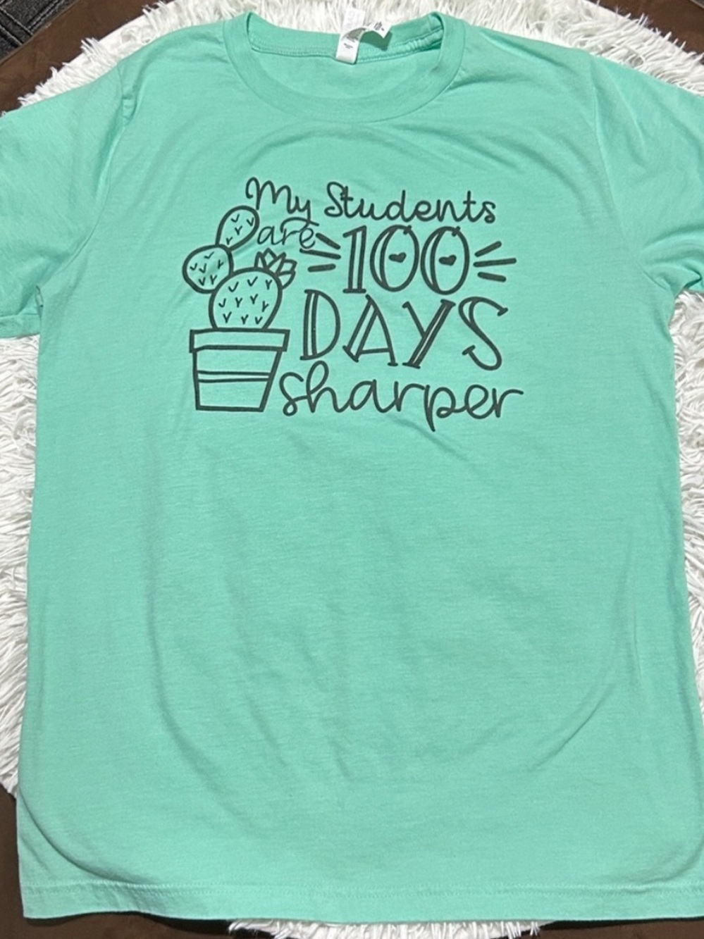 🩶5/$30 100th Day of School Cactus Themes Teacher Tee Aqua Size Medium